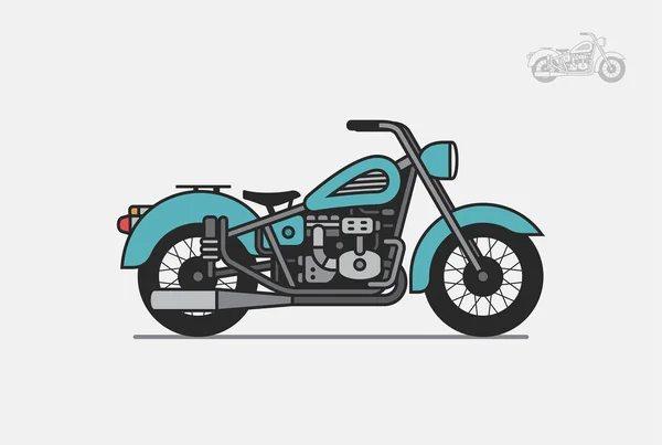 Motocicleta Vintage Azul Aislado Sobre Fondo Gris — Vector de stock