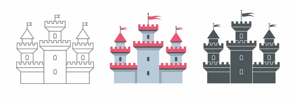 Κάστρο Εικονίδιο Επίπεδη Στυλ Απομονωμένα Λευκό Φόντο — Διανυσματικό Αρχείο