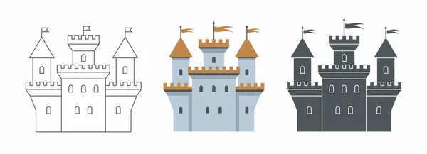 Icono Del Castillo Estilo Plano Aislado Sobre Fondo Blanco — Vector de stock