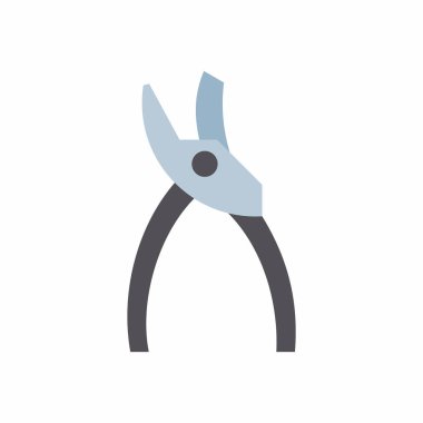 Secateurs simgesi. Bahçe budayıcı simgesi. düz stil. Beyaz arka plan üzerinde izole