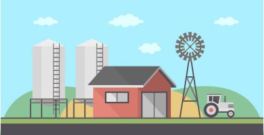 Çiftlik yatay, düz stil. vektör arka plan