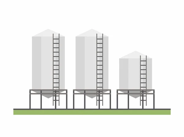 Drie Graanschuur Vlakke Stijl Vector Achtergrond — Stockvector