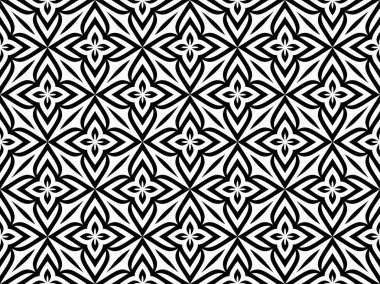 Çiçek ile soyut geometrik desen. Tek renkli süs. Beyaz arka plan üzerinde izole