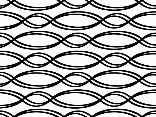 Abstrakte Geometrische Muster Mit Wellen Monochromes Ornament Isoliert Auf Weißem — Stockvektor
