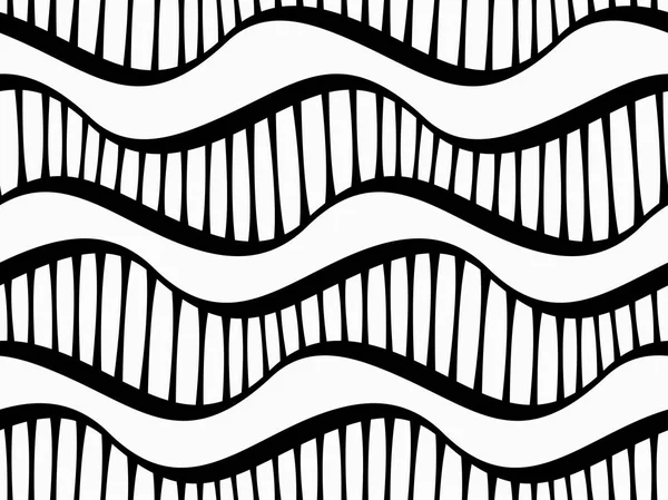 Abstrakte Geometrische Muster Mit Wellen Monochromes Ornament Isoliert Auf Weißem — Stockvektor