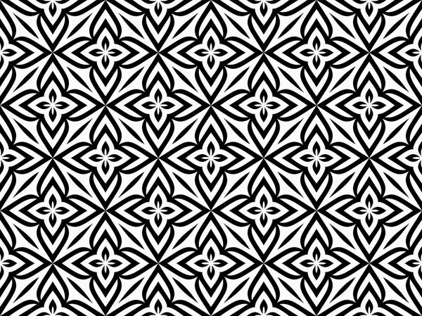 抽象几何图案与花香 单色饰品 在白色背景上被隔离 — 图库矢量图片