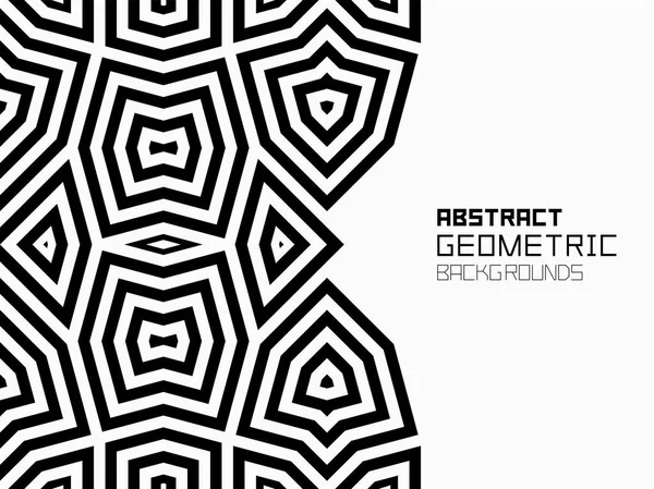 Abstrakter Geometrischer Hintergrund Mit Linien Monochromes Ornament Isoliert Auf Weißem — Stockvektor