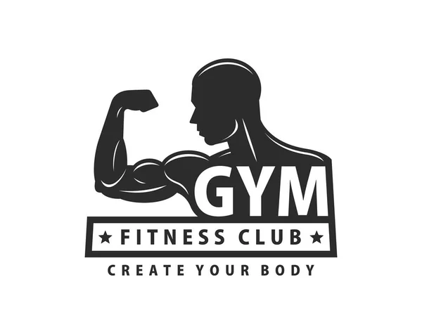 Πρότυπο Γυμναστήριο Λογότυπο Bodybuilding Και Fitness Club Μονόχρωμη Στυλ Απομονωμένα — Διανυσματικό Αρχείο