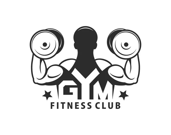 Modèle Logo Gymnase Bodybuilding Fitness Club Style Monochrome Isolé Sur — Image vectorielle