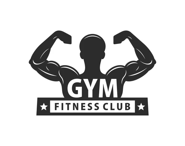 Modèle Logo Gymnase Bodybuilding Fitness Club Style Monochrome Isolé Sur — Image vectorielle