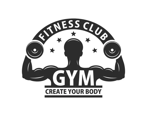 Tělocvičně Logo Šablona Kulturistika Fitness Klubu Monochromatický Styl Izolované Bílém — Stockový vektor