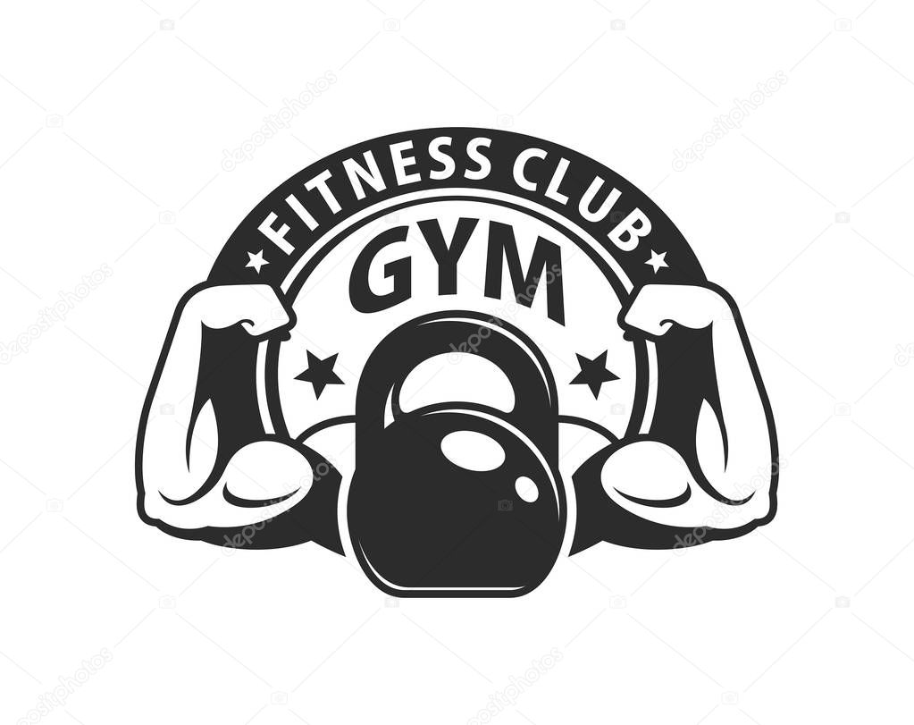 Gym logo template. Bodybuilding and Fitness Club. Monochrome style. isolated on white background