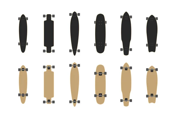 Sæt Skateboards Flad Stil Isoleret Hvid Baggrund – Stock-vektor