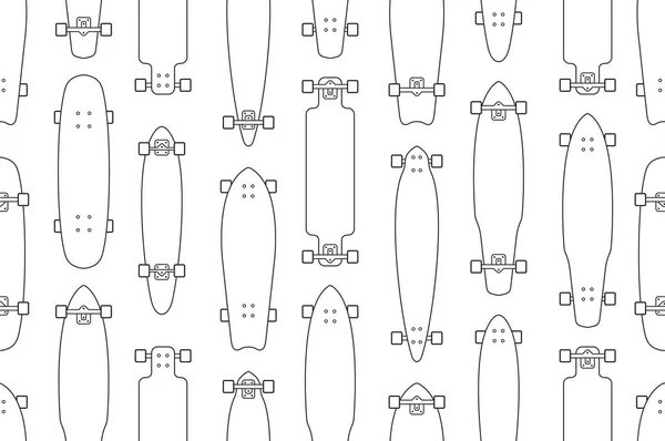 Vzor Bezešvé Skateboardy Styl Osnovy Izolované Bílém Pozadí — Stockový vektor