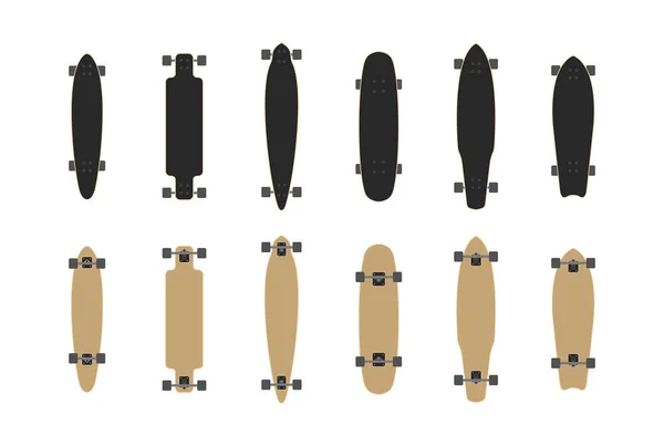 Set Skateboards Flat Style Isolated White Background — Stock Vector