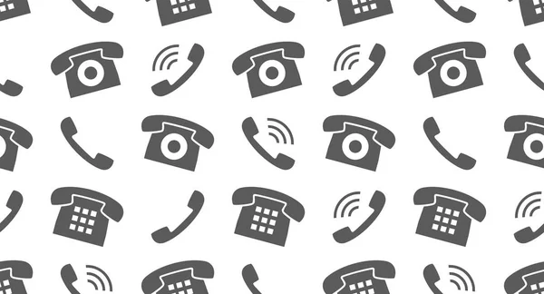 Naadloze Patroon Met Telefoons Zwart Wit Stijl Geïsoleerd Witte Achtergrond — Stockvector