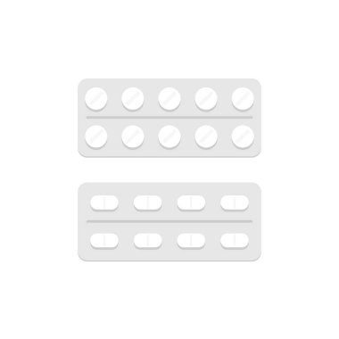 Blister kutu hap. Düz stil. Beyaz arka plan üzerinde izole 
