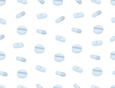 Düz stil Dikişsiz desen hapları tablet. Beyaz arka plan üzerinde izole 