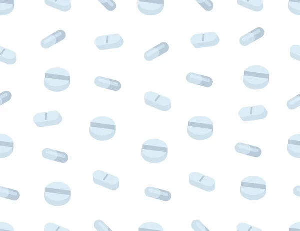 Bezszwowe Wzór Tabletki Tabletki Płaski Białym Tle — Wektor stockowy