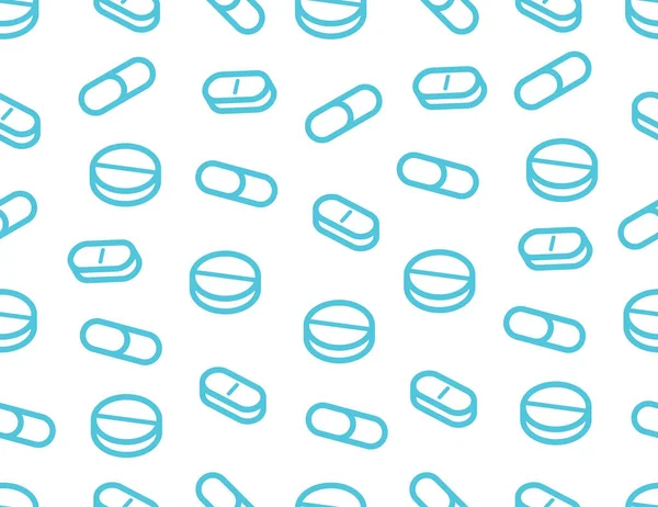 Çizgi stili Dikişsiz desen hapları tablet. Beyaz arka plan üzerinde izole