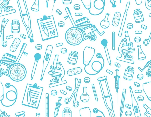 Tıbbi seamless modeli. Düz stil. Beyaz arka plan üzerinde izole 