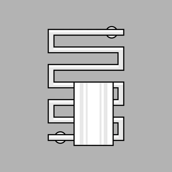 Törölközőszárító Radiátorral Ellátottak Fekete Fehér Stílusban Elszigetelt Szürke Háttér — Stock Vector