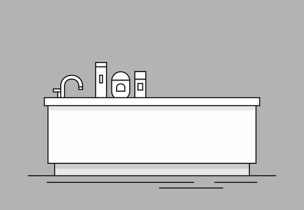 Bathtub Monochrome Style Isolated Gray Background — Stock Vector