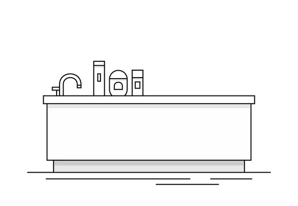 Bathtub Monochrome Style Isolated White Background — Stock Vector