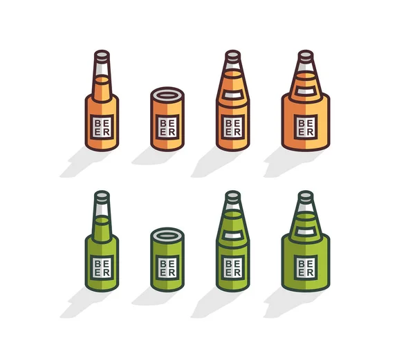 等量啤酒瓶 线条样式 在白色背景上被隔离 — 图库矢量图片