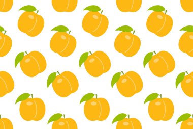 Portakal şeftali ile Seamless modeli. düz stil. Beyaz arka plan üzerinde izole