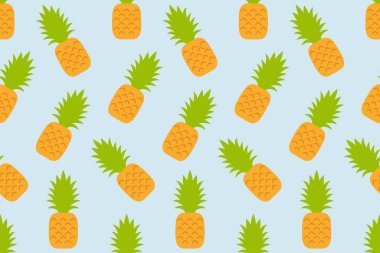 Ananas ile Seamless modeli. düz stil. üzerinde mavi arka plan izole