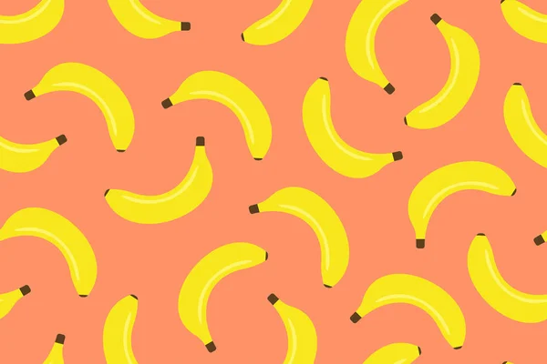 Padrão Sem Costura Com Banana Estilo Plano Isolado Fundo Laranja — Vetor de Stock