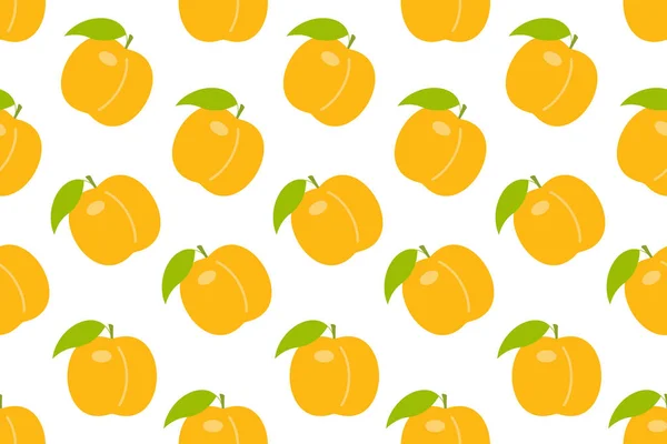 Nahtloses Muster Mit Orangenem Pfirsich Flachen Stil Isoliert Auf Weißem — Stockvektor