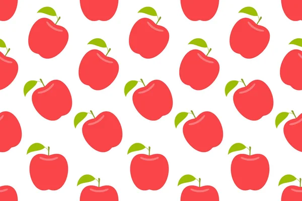 Seamless Pattern Red Apple Flat Style Isolated White Background — Stock Vector