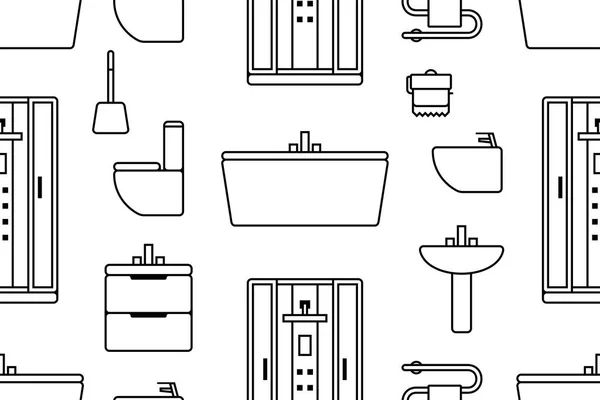 Banyo Için Seamless Modeli Öğeleri Ile Çizgi Stili Beyaz Arka — Stok Vektör