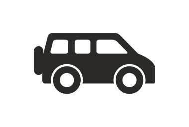 Araba simge, tek renkli stil. Beyaz arka plan üzerinde izole