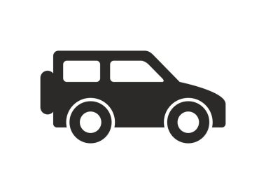 Araba simge, tek renkli stil. Beyaz arka plan üzerinde izole