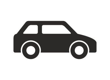 Araba simge, tek renkli stil. Beyaz arka plan üzerinde izole