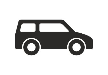 Araba simge, tek renkli stil. Beyaz arka plan üzerinde izole