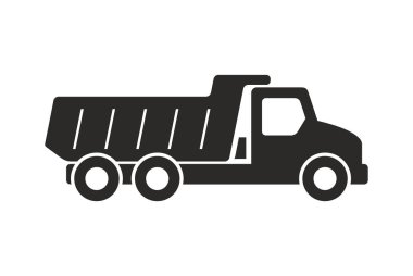 Damperli kamyon simge, tek renkli stil. Beyaz arka plan üzerinde izole