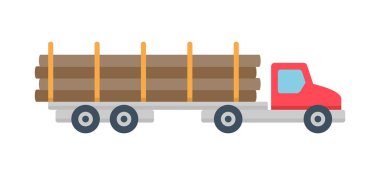 Kamyon simgesi, düz stil. Beyaz arka plan üzerinde izole