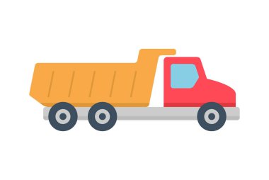 Damperli kamyon simgesi, düz stil. Beyaz arka plan üzerinde izole 