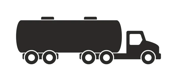 Tanker Truck Pictogram Zwart Wit Stijl Geïsoleerd Witte Achtergrond — Stockvector