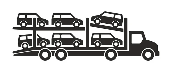 Car Carrier Truck Icon Monochrome Style Isolated White Background — Stock Vector