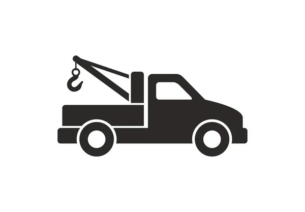 Tow Truck Ikon Fekete Fehér Stílusban Elszigetelt Fehér Background — Stock Vector