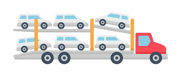 Εικονίδιο Φορτηγό Αυτοκίνητο Μεταφορέα Επίπεδη Στυλ Απομονωμένα Λευκό Φόντο — Διανυσματικό Αρχείο
