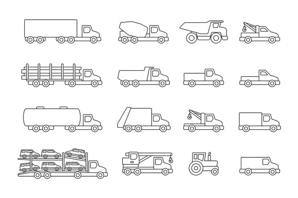 Camiões Fila Isolado Fundo Branco —  Vetores de Stock