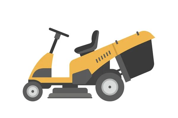 Yellow Lawnmower Flat Style Isolated White Background — Stock Vector