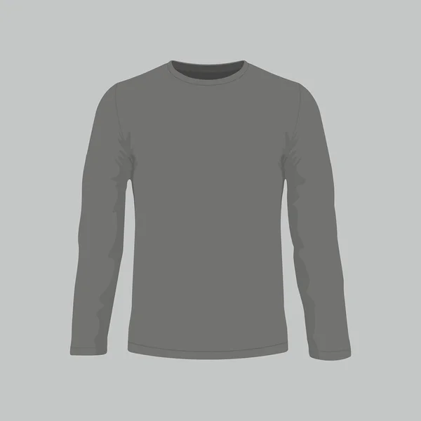 Μπροστινή Θέα Ανδρικά Μαύρο Μακρύ Μανίκι Shirt Λευκό Φόντο — Διανυσματικό Αρχείο