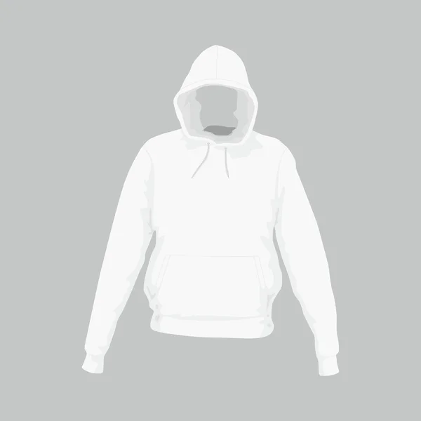 Vue Face Sweat Capuche Blanc Pour Homme Sur Fond Blanc — Image vectorielle